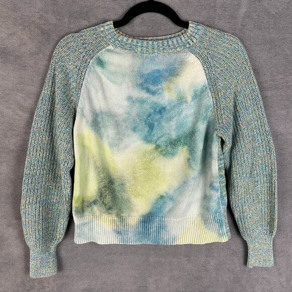 Anthropologie Sweater Womens Extra Small Green Tie Dye Hippie Boho Stretch Comfy - Picture 1 of 11
